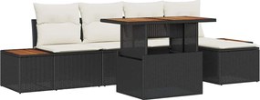 vidaXL Set de canapele pentru grădină 6 pcs Negru Rattan poli