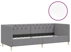 3080455 vidaXL Pat de zi cu saltea, gri deschis, 90x200 cm, textil, USB