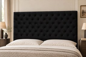 Pat tapițat Monza Deluxe 140×200 cm, negru, cu ladă de depozitare
