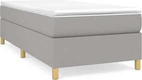 vidaXL Pat box spring cu saltea, gri deschis, 90x200 cm, textil