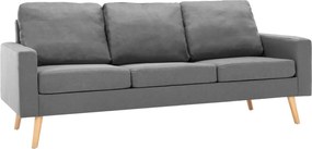 vidaXL Canapea cu 3 locuri, gri deschis, material textil