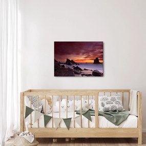 Tablou cu apus de soare pe mal (70x50 cm)