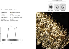 Lustra metal auriu si cristale sticla BARLETTA 120 OVAL