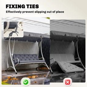 Outsunny Pernă de Grădină în Stil Modern Capitonat pentru Locuri de Ședere în Exterior cu 6 Curele, Pernă din Bumbac și Poliester, pentru Canapele și Balansoare, 150x98x8 cm, Gri Închis | Aosom Romania