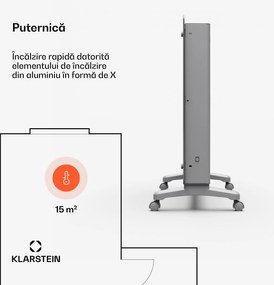 Klarstein Bansin Crystal Smart Kovektor 1500, 1500 W, Aplicație, 5- 50 °C, Afișaj LED, Ecran tactil