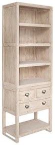 Biblioteca, natur, din lemn masiv, L78 cm, aspect rustic, Portland