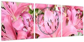 Tablou - Liliac roz (cu ceas) (90x30 cm)