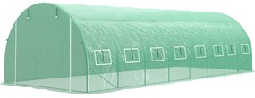 Outsunny Seră de grădină tunel 24m² 8L x 3l x 2H m - 16 ferestre, Ușă înfășurabilă oțel galvanizat, folie PE, Verde | Aosom Romania