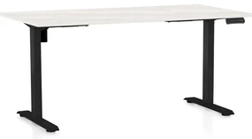 Masă înălțime reglabilă OfficeTech B, 160 x 80 cm, picioare negre, frasin alb