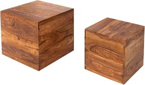 Set de 2 masute/ tabureti din lemn de trandafir Sheesham, Makassar A-37290 VC