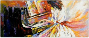 Tablou - Femeia cântând la pian (120x50 cm)