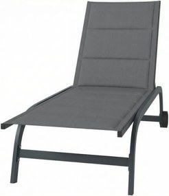 Outsunny Șezlong de soare material respirabil cu spătar reglabil în 6 trepte, roți, cadru din aluminiu Gri închis | Aosom Romania