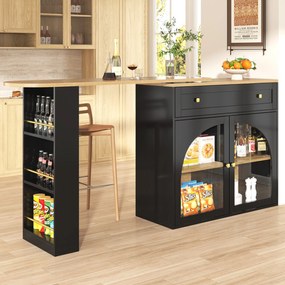 Masă de bar extensibilă cu spațiu de depozitare, Negru | Aosom Romania