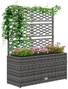 Outsunny Ghiveci pentru plante cu trei bazine 33L din rășină impletită și oțel dim. 84L x 30L x 107H cm | Aosom Romania