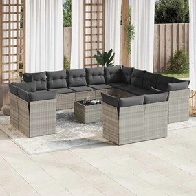vidaXL Set mobilier de grădină cu perne,14 piesegri deschis, poliratan