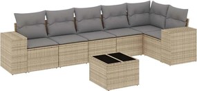 vidaXL Set canapele de grădină, 7 piese, cu perne, bej, poliratan