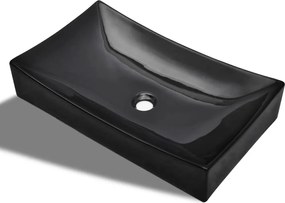 vidaXL Chiuveta ceramică pentru baie, dreptunghiulară, negru
