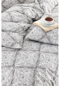 Lenjerie de pat gri pentru pat de o persoană, extinsă cu cearceaf inclus, cu 3 piese 160x220 cm Geometric – Mila Home