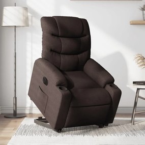 vidaXL Fotoliu electric rabatabil cu ridicare, maro închis, textil