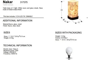 Veioza, Lampa metal negru, sidef alb Nakar