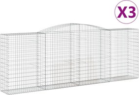 vidaXL Coșuri gabion arcuite 3 buc, 400x50x140/160 cm, fier galvanizat