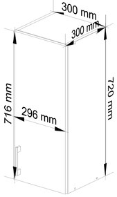 Dulap superior de bucătărie Lula W30 H720 (alb + stejar sonoma). 1069039