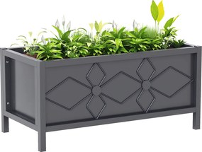 Outsunny Jardinieră exterioară jardinieră înălțată galvanizată cu margine de siguranță dreptunghiulară 80 x 40 x 38 cm negru | Aosom Romania