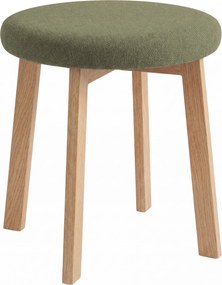 MAZZONI EXPORT Taburet rotund ZOI Verde (Storm 34) / cadru din stejar