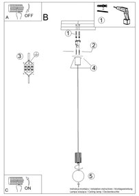 Lustră burgundy cu abajur din sticlă ø 12 cm Orbital – Sollux