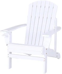 Outsunny Scaun de Gradina Adirondack din Lemn Alb 97x72.5x93cm