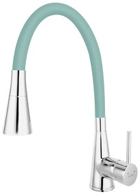 Baterie bucatarie cu pipa flexibila Ferro Zumba II verde-menta