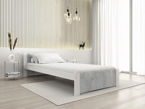Pat IKAROS 90 x 200 cm, beton/alb Saltele: Cu saltele Coco Maxi 20 cm, Somiera pat: Cu lamele curbate