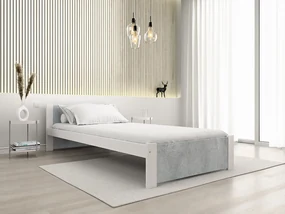 Pat IKAROS 90 x 200 cm, beton/alb Saltele: Cu saltele Coco Maxi 20 cm, Somiera pat: Cu lamele drepte