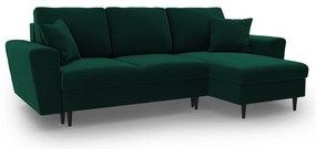 Colțar verde extensibil, cu spațiu de depozitare cu tapițerie din catifea Kyoto – Cosmopolitan Design