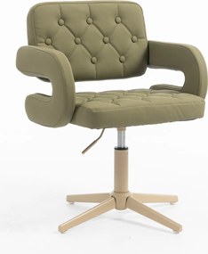 HR8403CROSS Scaun Khaki Piele Ecologica Premium Soft cu Bază Crem