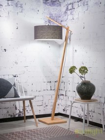 Lampadar cu cadru din bambus si abajur din tesatura in, Andes natur/ gri inchis ANDES/F/4723/DG