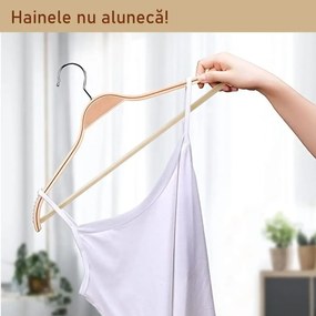 Set umerase din lemn cu margini de cauciuc anti-alunecare, bară pentru pantaloni, natur, UUUM09