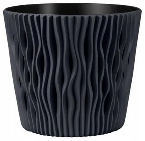 Ghiveci decorativ de flori, rotund, antracit, 22.5x19.2 cm, Sandy Round