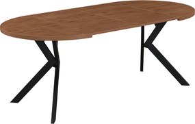Masă de sufragerie extensibilă, stejar închis/negru, 100-250x75,5 cm, LUKOS