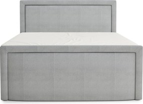 Pat boxspring gri cu spațiu de depozitare 200x200 cm Fresco – Maison de Rêve