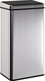 HOMCOM Coș de gunoi cu senzor de 50L, capac cu închidere lină, coș de gunoi automat din oțel inoxidabil, argintiu | Aosom Romania