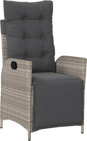 vidaXL Scaun grădină rabatabil suport picioare, gri deschis, poliratan