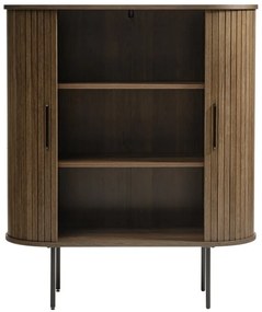 Dulap maro cu aspect de lemn de stejar cu ușă glisantă 100x118 cm Nola – Unique Furniture