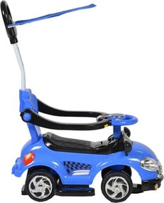 Masinuta copii si bebe NOVOKIDS™ Cartoon Car , cu melodii si sunete, maner de impins pentru parinti detasabil, copertina de protectie detasabila,