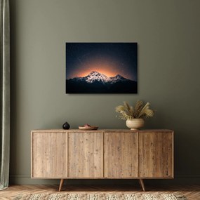 Tablou pe sticlă cu cerul nocturn cu munți (70x50 cm)