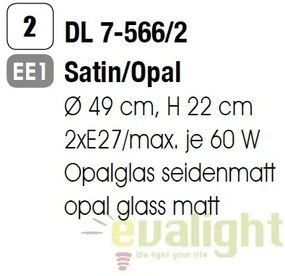 Plafoniera moderna Blanc DL 7-566/2 satin/opal OR