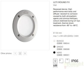 Spot incastrabil pt. exterior, diam.13,4cm, IP66, LED LETI ROUND FI1 BIANCO 096544