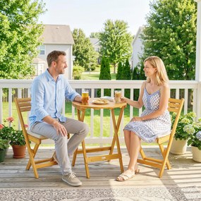 Outsunny masă și scaune pentru balcon, masă și scaune pentru exterior, set masă și scaune balcon, set bistro, set balcon pliabil lemn masă și scaune | Aosom Romania