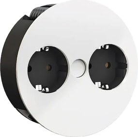 Priză încorporabilă în blat Twist Bachmann, 2 prize Schuko, alb, D:115 mm Alb, Metal/Plastic