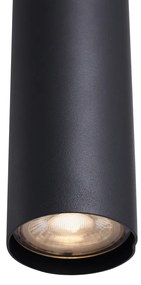 Lampă modernă pendant neagră cu sticlă fumuriu 6 lumini - Duplantis